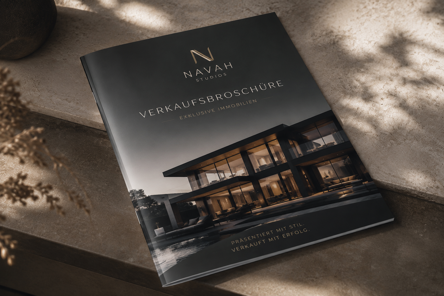 Premium-Verkaufsbroschüre für eine exklusive Immobilie von NAVAH Studios