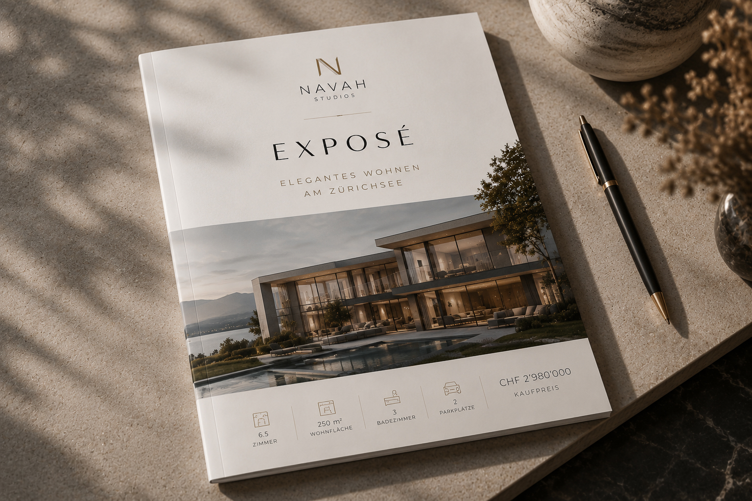 Hochwertig gestaltetes Immobilienexposé von NAVAH Studios