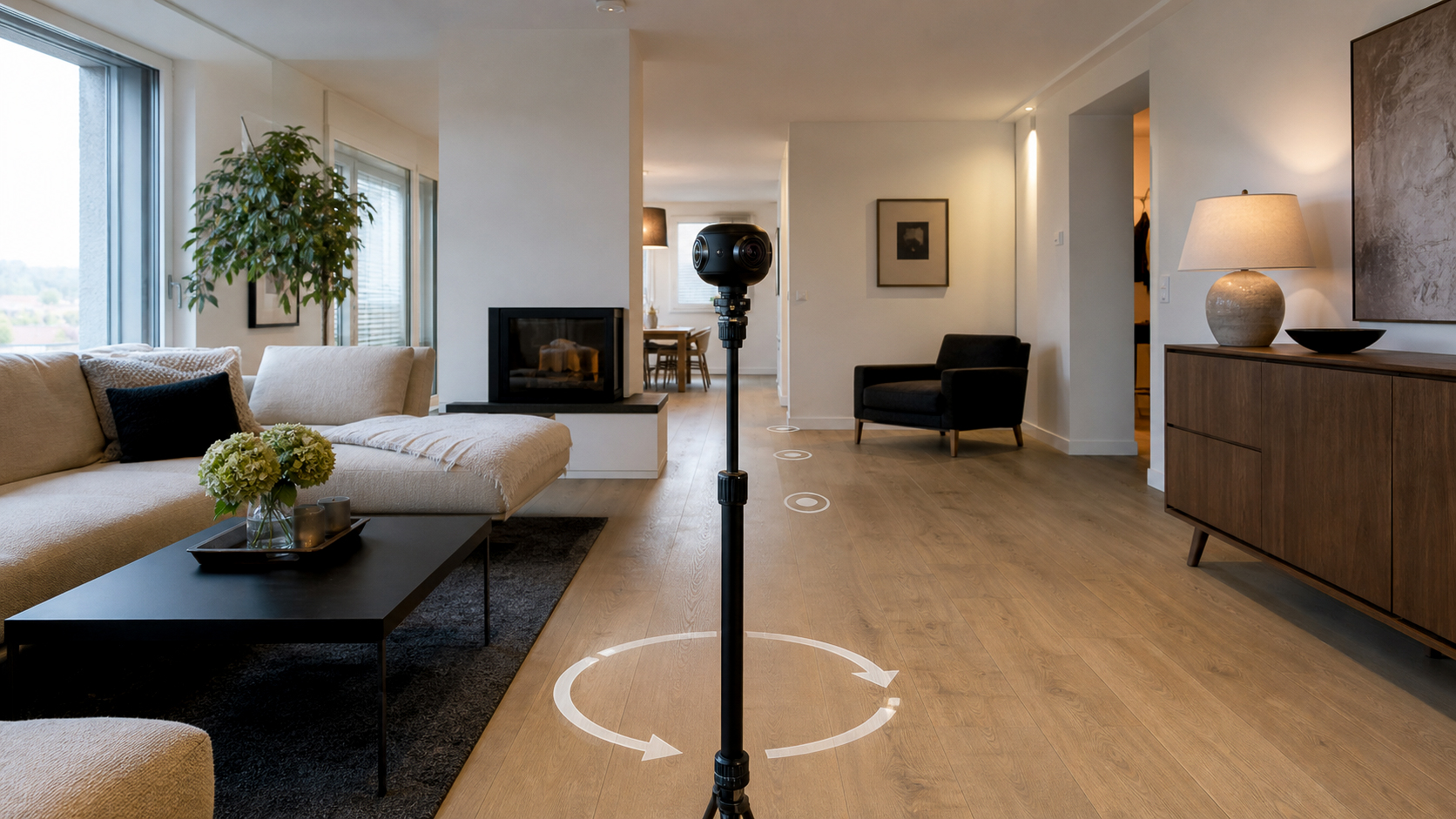 Virtueller 360-Grad-Rundgang durch eine Immobilie