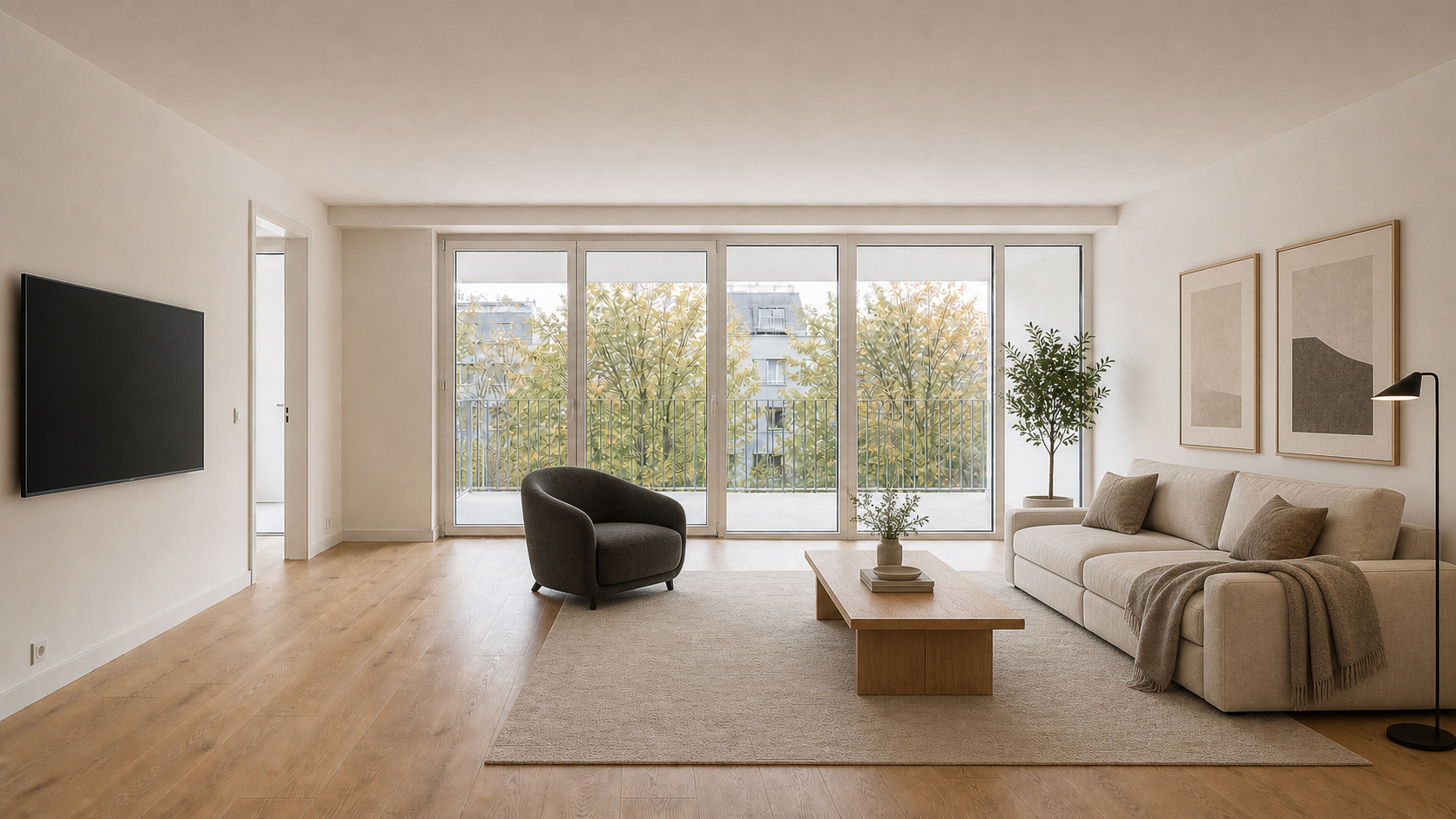 Virtuell möblierter Wohnraum nach dem Homestaging